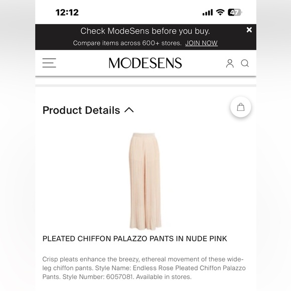 NWOT #5 ENDLESS ROSE Pleated Pants in Ivory, size small - Picture 12 of 14